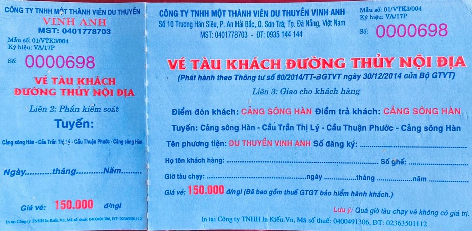 Vé du thuyền Vinh Anh Đà Nẵng